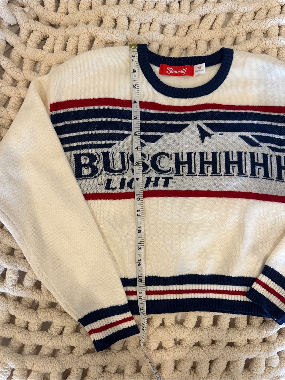 Busch Light Logo Cream Knit Sweater by - Picture 3 of 5